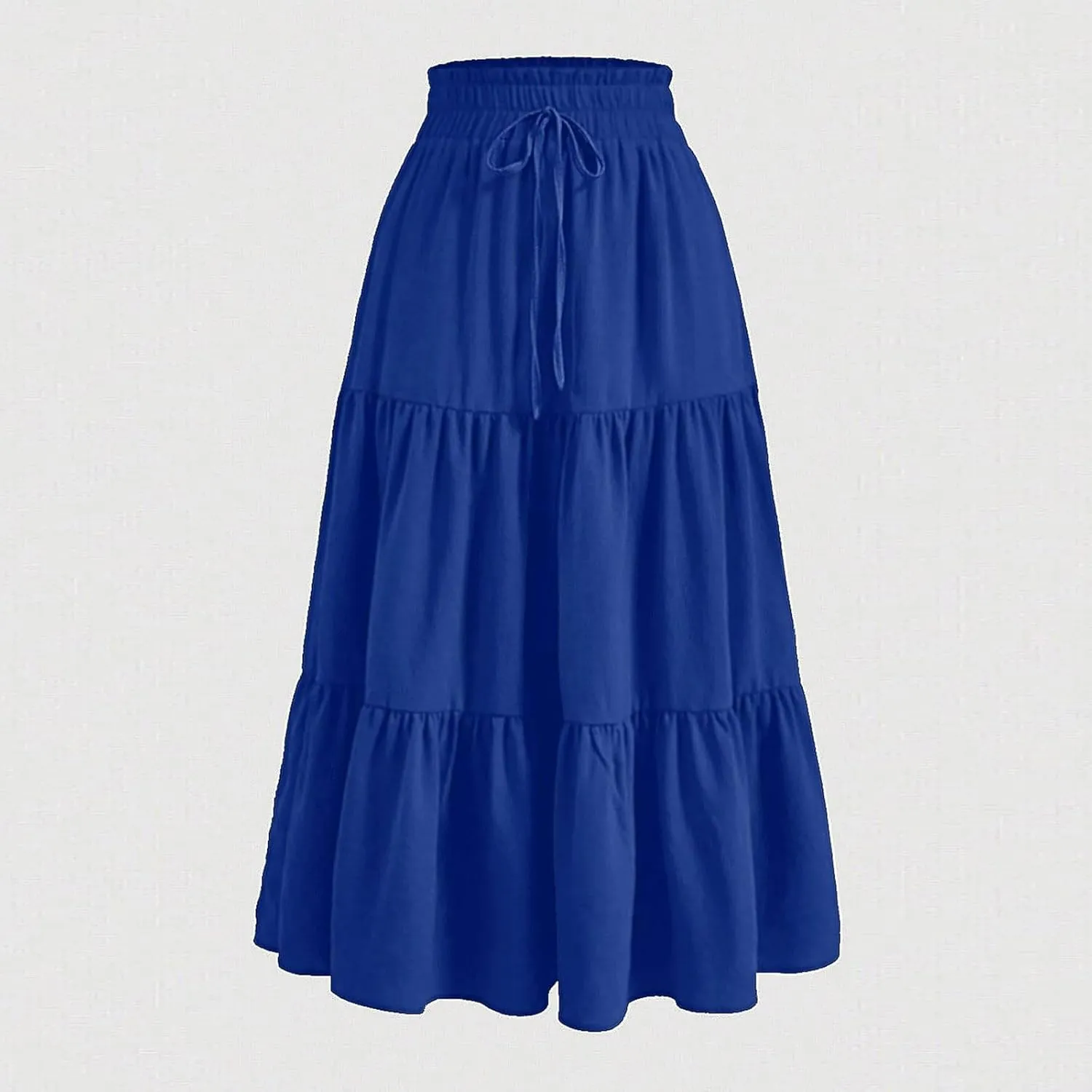 Skirts for Women Trendy Summer Vacation Boho Floral Tiered Maxi Skirt Drawstring High Waist Flowy Ruffle a Line Skirt