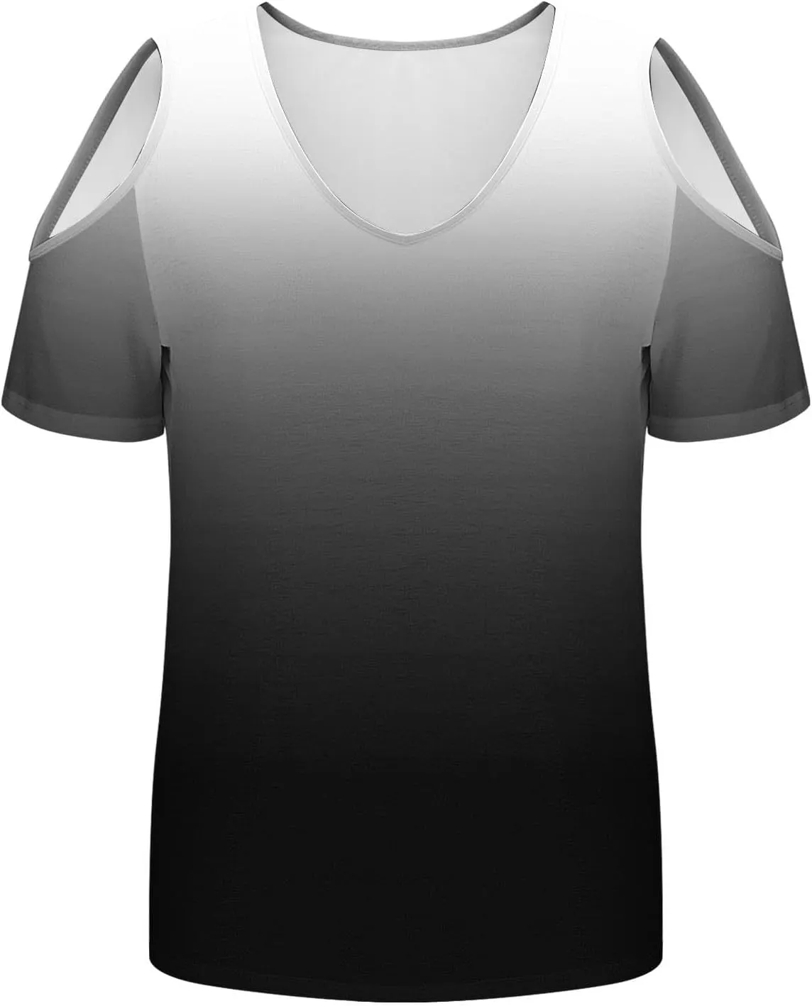 Summer Tunic Tops for Women Sexy Off-The-Shoulder Short Sleeve Shirts Trendy Gradient Color V-Neck Pullover Blouse