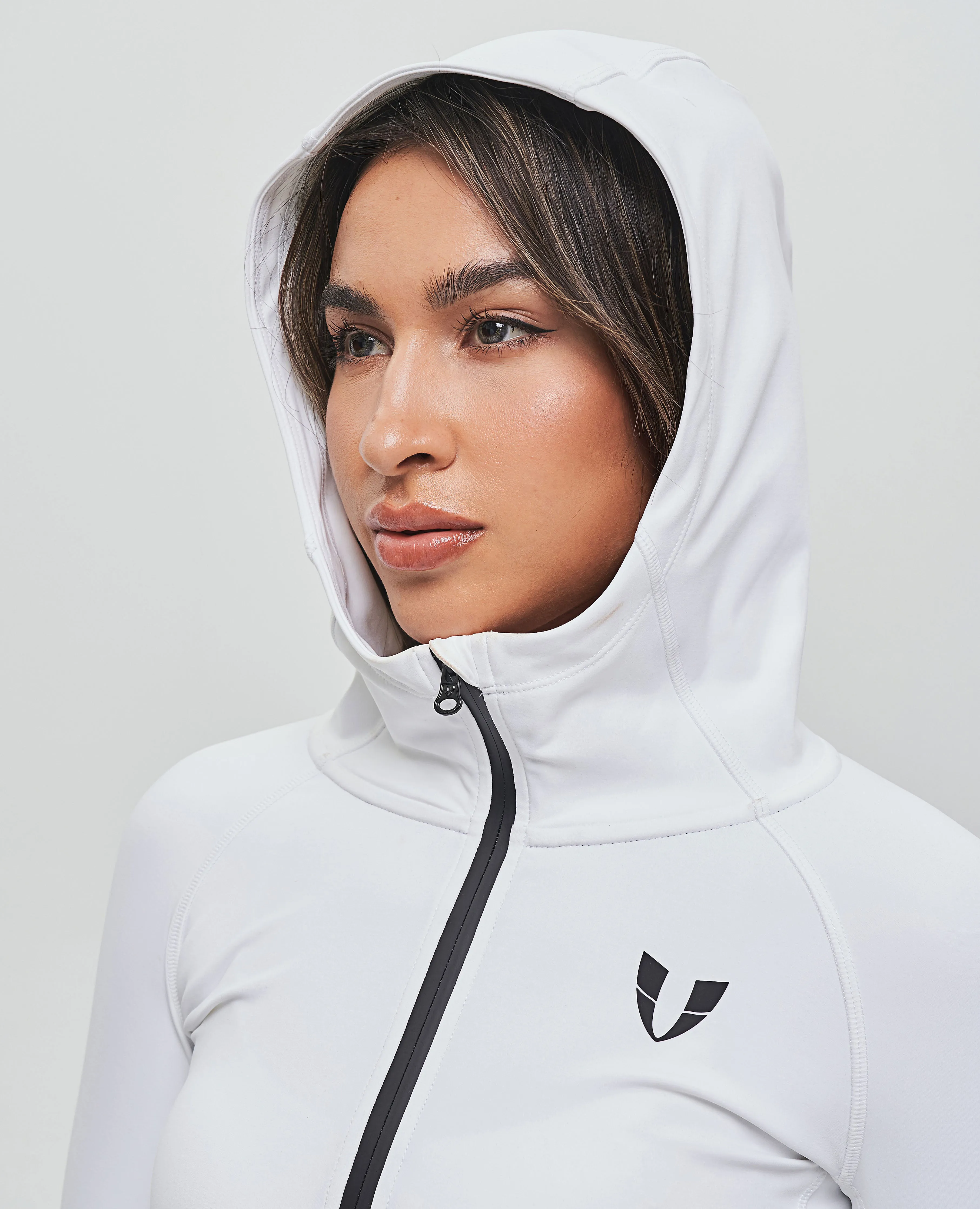 Thin Fleece Zipper Hoodie - White