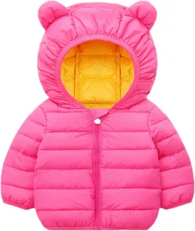 Toddler Puffer Jacket Winter Coat for Kids Bear Ears Hooded Down Jacket Coat Baby Girl Light Windproof Padded Outwear