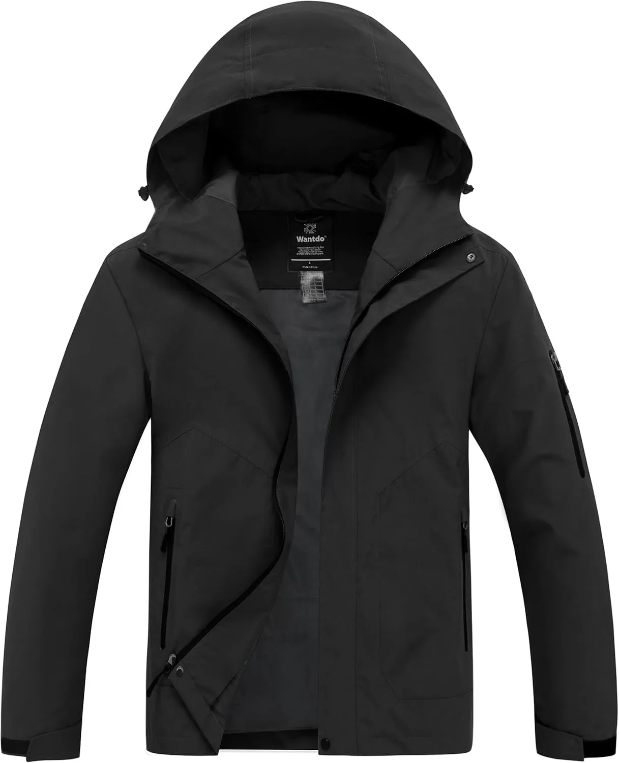 wantdo Men's Rain Jacket Lightweight Waterproof Hooded Windbreaker Raincoat Outdoor Spring Thin Jackets