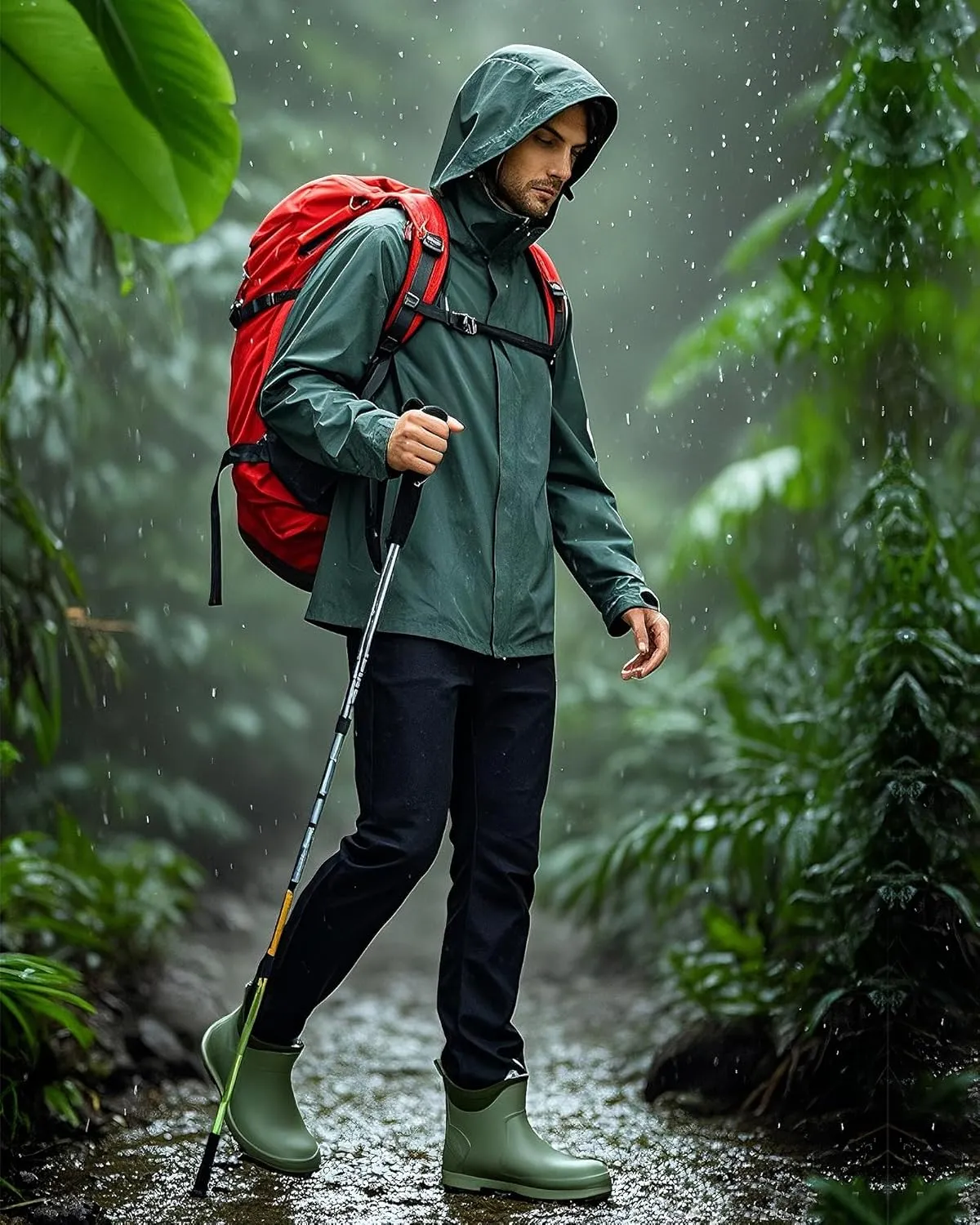 wantdo Men's Rain Jacket Lightweight Waterproof Hooded Windbreaker Raincoat Outdoor Spring Thin Jackets