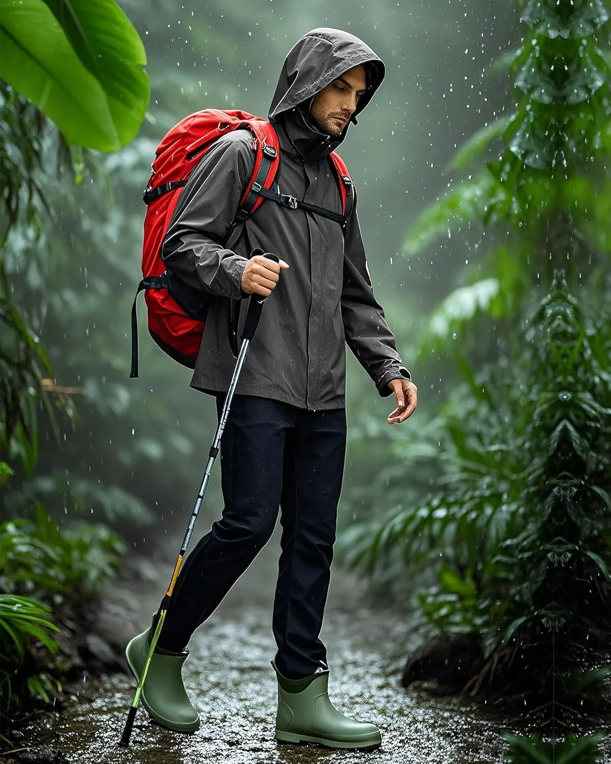 wantdo Men's Rain Jacket Lightweight Waterproof Hooded Windbreaker Raincoat Outdoor Spring Thin Jackets