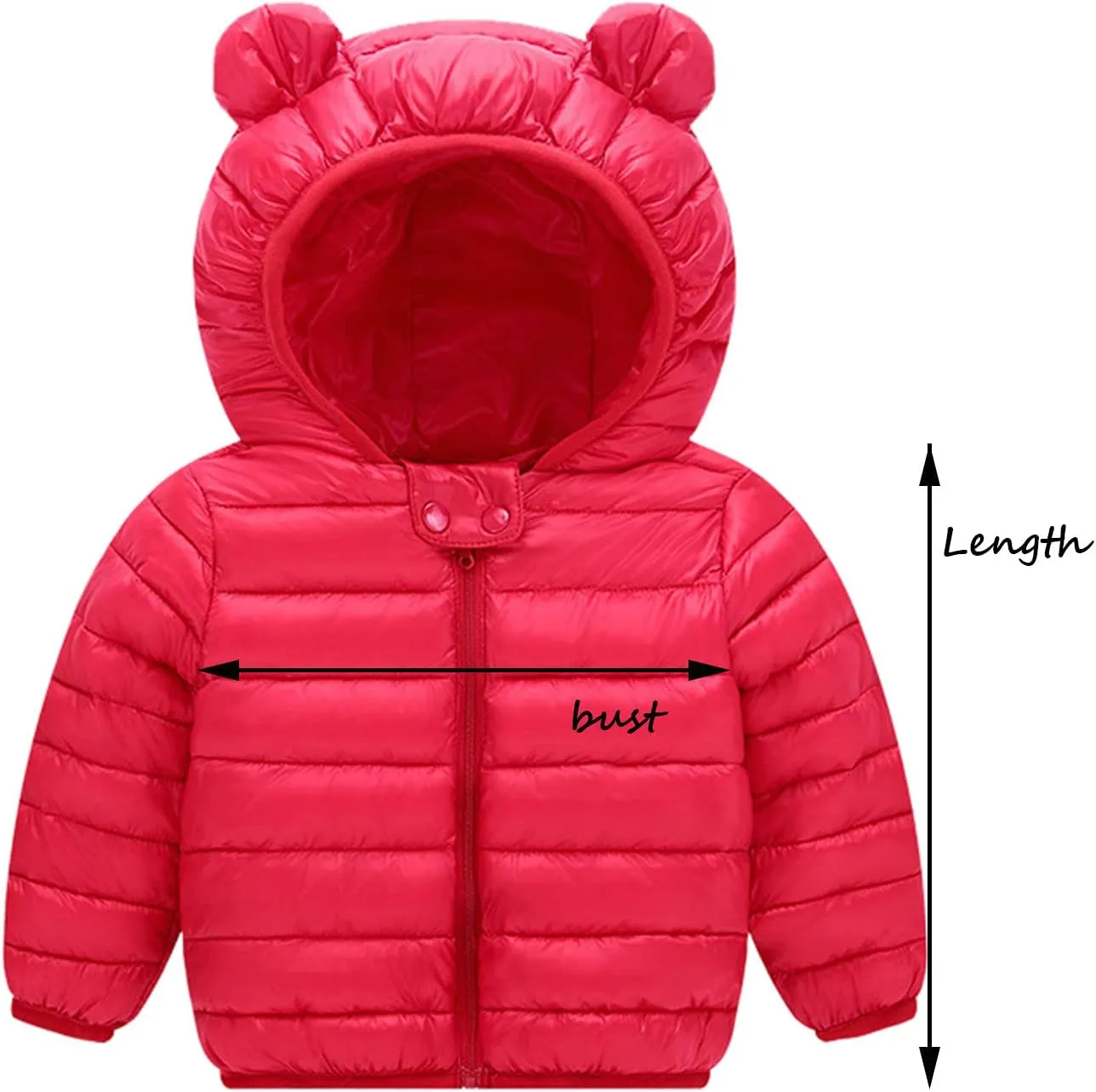 Winter Warm Down Coats for Kids Baby Boys Girls Light Puffer Padded Jacket Zipper Bear Ears Hoods Infant Outerwear