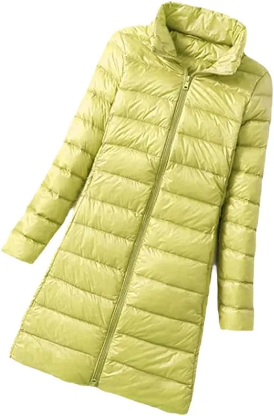 Winter Womens Down Jackets Long Ultra Light Thin Casual Puffer Coat Slim Remove Hooded Parka
