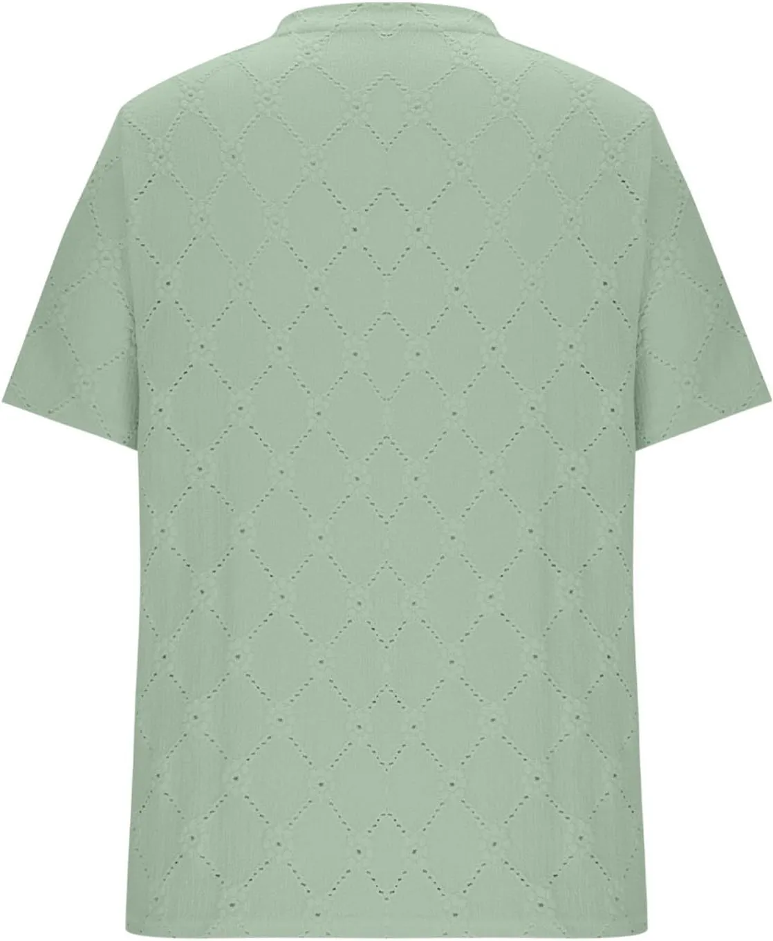 Women's Summer Tops Casual Crew Neck Short Sleeve Eyelet Embroidered Hollow Out Blouses Loose Fit Shirts