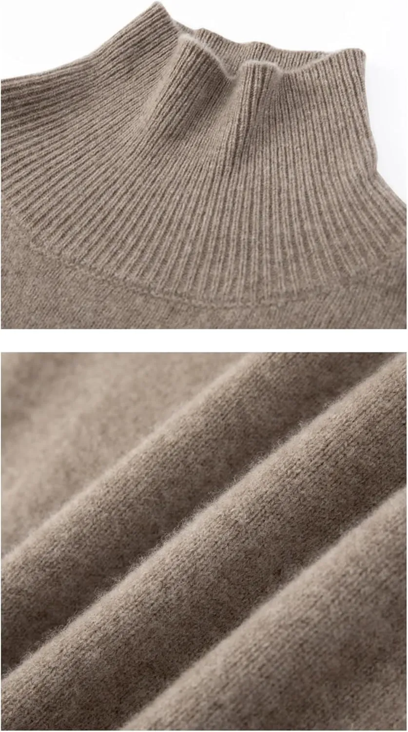 Women's Turtleneck Sweaters Casual Oversized Pullover Solid Color Warm Soft Jumpers Top
