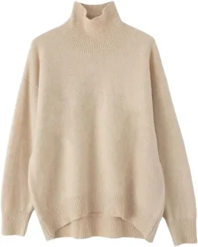 Women's Turtleneck Sweaters Casual Oversized Pullover Solid Color Warm Soft Jumpers Top